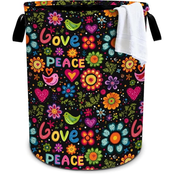 Peace Laundry Basket Storage Bin Foldable Laundry Hamper Clothes ...