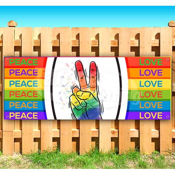 Peace Love 13 oz Vinyl Banner With Metal Grommets