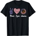 thumbnail image 1 of Peace Love America 4th of July Independence Day USA Flag T-Shirt, 1 of 4