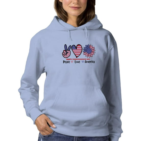 Peace Love America Hoodie Women -Image by Shutterstock, Female 3X-Large