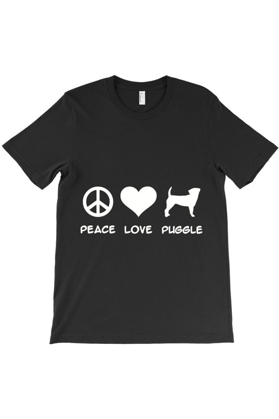 Peace, Love, And A Puggle Funny Holiday Dog Graphic H23410 Unisex T-Shirt, Up to 5XL Available