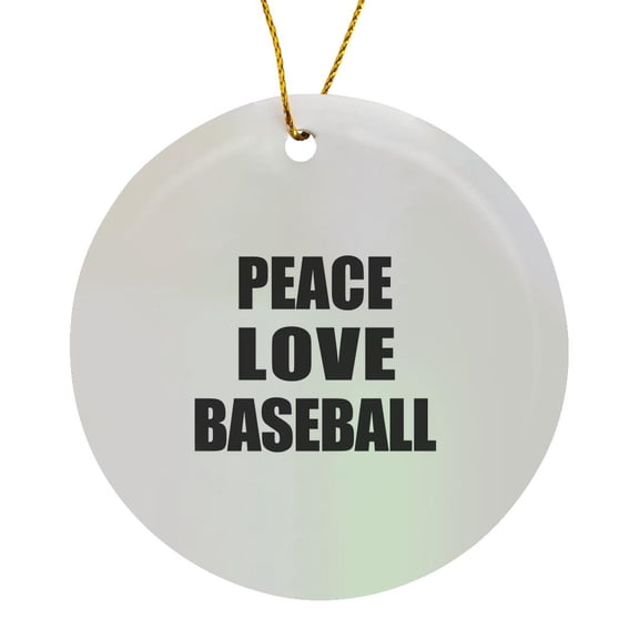 3drose, Peace Love and Baseball - Things That Make Me Happy - Baseballer Gift, Circle Porcelain Ornament