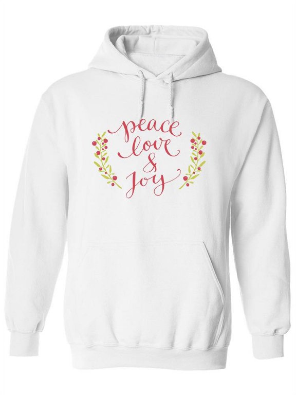 Peace, Love And Joy Slogan Hoodie Women -Image by Shutterstock, Female Large