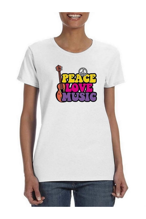 Peace Love And Music T-Shirt Women -SPIdeals Designs, Female Large