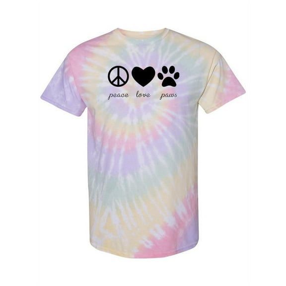 Peace, Love And Paws Tie-Dye Spiral Men -Smartprints Designs, Male Small
