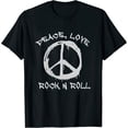 thumbnail image 1 of Peace Love And Rock And Roll Saying Rocker Motif Womens T-Shirt, 1 of 4