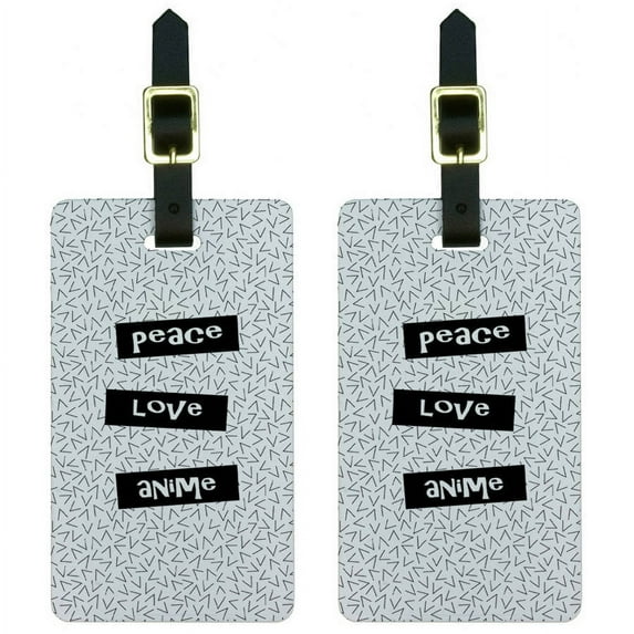 Peace Love Anime Luggage Tags Suitcase Carry-On ID, Set of 2