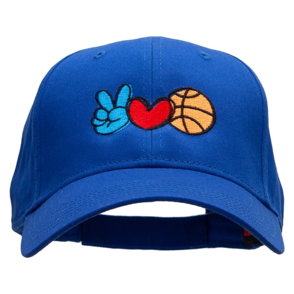 Peace Love Backetball Embroidered Low Profile Cap - Royal OSFM