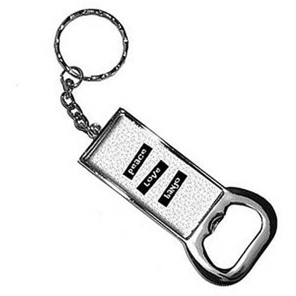 Peace Love Banjo Keychain Key Chain Ring Bottle Bottlecap Opener ...