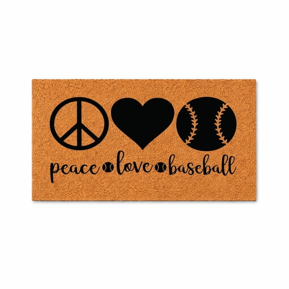 Peace Love Baseball Doormat, Welcome Mat, Porch Entry Decor, Sports Home Decor, Housewarming Gift, New Home Gift 7598 (16x24 inches) 7598