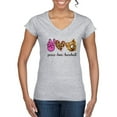 thumbnail image 1 of Peace Love Baseball Sports Womenâ€™s Standard V-Neck Tee, Heather Grey, Medium, 1 of 5