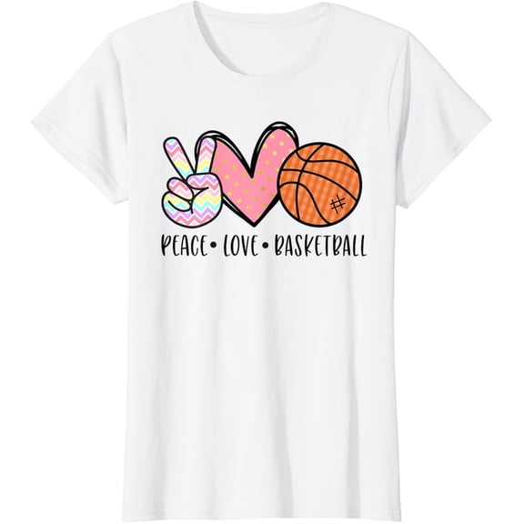 Peace Love Basketball Heart for Women Teens Tween Girls T-Shirt
