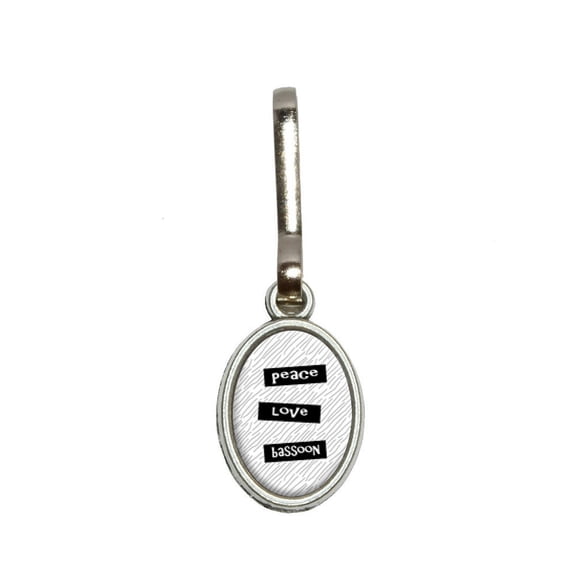 Peace Love Bassoon Oval Zipper Pull
