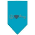 thumbnail image 1 of Peace Love Bone Rhinestone Bandana Turquoise Small, 1 of 1