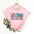 thumbnail image 1 of Peace Love Books Shirt, Peace Sign t-Shirt, Rereading Passion Clothes,Bookworm Apparel, My Favorite Book Clothes, Book Lover Shirt, Gift Tee, 1 of 4