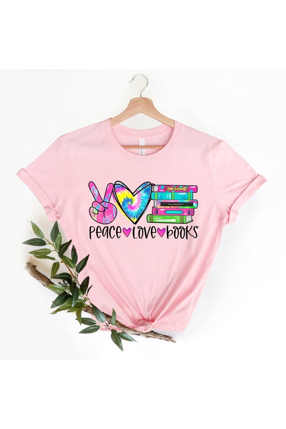Peace Love Books Shirt, Peace Sign t-Shirt, Rereading Passion Clothes,Bookworm Apparel, My Favorite Book Clothes, Book Lover Shirt, Gift Tee