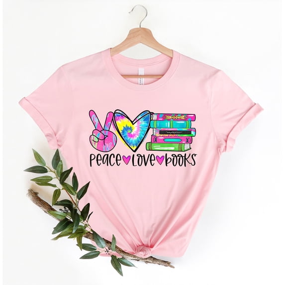 Peace Love Books Shirt, Peace Sign t-Shirt, Rereading Passion Clothes,Bookworm Apparel, My Favorite Book Clothes, Book Lover Shirt, Gift Tee