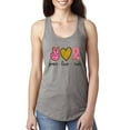 thumbnail image 1 of Peace Love Breast Cancer Awareness Breast Cancer Awareness Ladies Racerback Tank Top, Heather Grey, Medium, 1 of 5