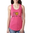 thumbnail image 1 of Peace Love Breast Cancer Awareness Breast Cancer Awareness Ladies Racerback Tank Top, Hot Pink, Large, 1 of 5