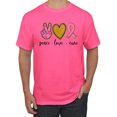 thumbnail image 1 of Peace Love Breast Cancer Awareness Breast Cancer Awareness Men's Graphic T-Shirt, Neon Pink, 4X-Large, 1 of 5