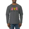 thumbnail image 1 of Peace Love Breast Cancer Awareness Breast Cancer Awareness Mens Long Sleeve Shirt, Charcoal, 3X-Large, 1 of 5