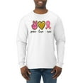 thumbnail image 1 of Peace Love Breast Cancer Awareness Breast Cancer Awareness Mens Long Sleeve Shirt, White, Large, 1 of 5