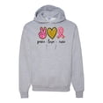 thumbnail image 1 of Peace Love Breast Cancer Awareness Breast Cancer Awareness Unisex Graphic Hoodie Sweatshirt, Heather Grey, 3X-Large, 1 of 5