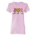 thumbnail image 1 of Peace Love Breast Cancer Awareness Breast Cancer Awareness Womens Graphic T-Shirt, Light Pink, XX-Large, 1 of 5