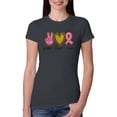 thumbnail image 1 of Peace Love Breast Cancer Awareness Breast Cancer Awareness Womens Slim Fit Junior Tee, Dark Grey, Large, 1 of 5