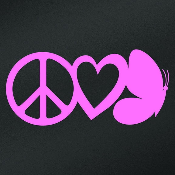 Peace Love Butterfly Vinyl Decal Sticker | Cars Trucks Vans Walls Laptops Cups | Pink | 7.5 X 3.5 Inch | KCD1611P