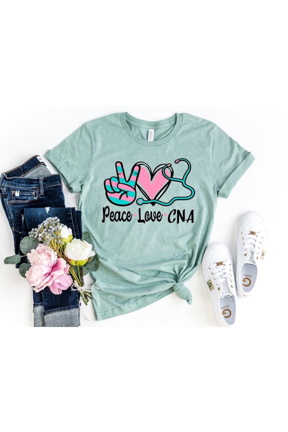 Peace Love CNA Shirt Certified Nursing Assistant Tee