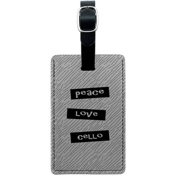Peace Love Cello Leather Luggage ID Tag Suitcase Carry-On