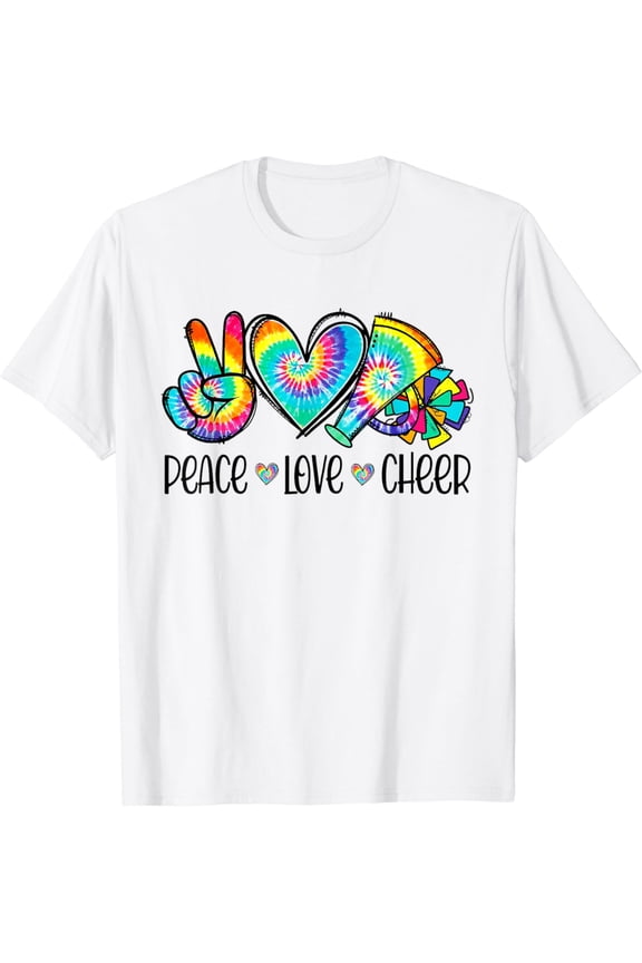 Peace Love Cheer Shirt Tie Dye Cheerleading Cheerleader Gift T-Shirt
