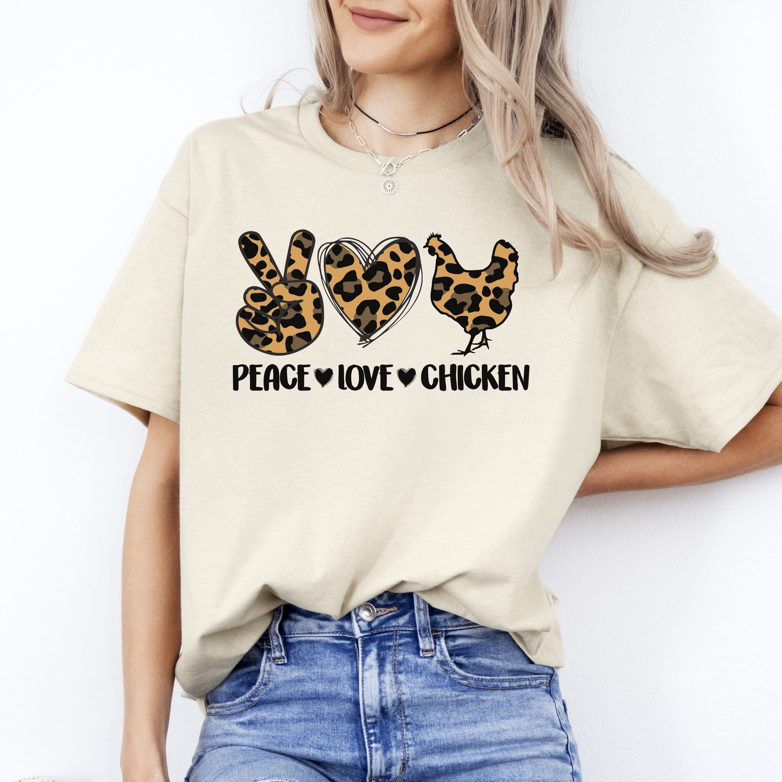 Chicken Meat Graphics Peace Love Chicken Farmer Graphic T-Shirt - Walmart.com
