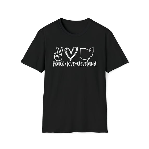 Peace Love Cleveland, Gildan Unisex Softstyle T-Shirt, Graphic Tee, S-3XL