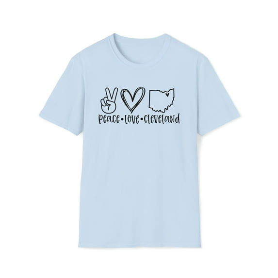 Peace Love Cleveland, Gildan Unisex Softstyle T-Shirt, Graphic Tee, S-3XL