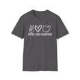 thumbnail image 1 of Peace Love Cleveland, Gildan Unisex Softstyle T-Shirt, Graphic Tee, S-3XL, 1 of 3