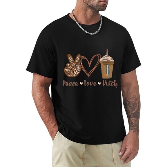 Peace Love Coffee Dutch Brothers Inspired Retro Graphic Top Unisex T-Shirt, for men & women, up to size 5XL.