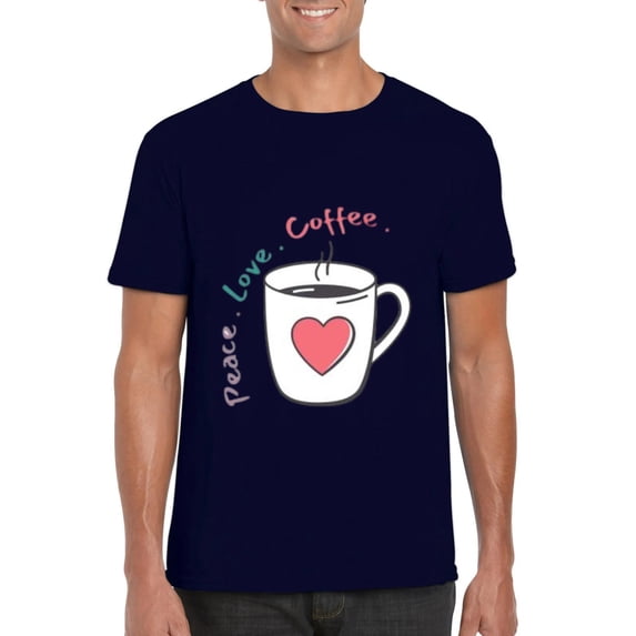 Peace Love Coffee Funny Coffee Lover Quote Retro Colors T-Shirt, for men & women, up to size 5XL