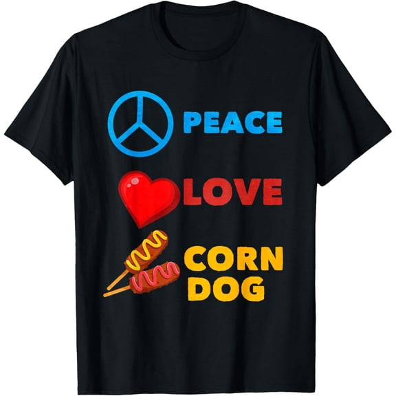 Peace Love Corn Dog T-ShirtMen and women, Black T-shirt, size: Extra large