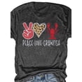 thumbnail image 1 of Peace Love Crawfish Graphic T-Shirt, Funny Southern Seafood Boil Tee, Leopard Heart Polka Dot V-Sign Design, Casual Unisex Summer Top, 1 of 6