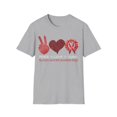 thumbnail image 1 of Peace Love Cure Blood Cancer Awareness Month Red Ribbon TShirt, 1 of 4