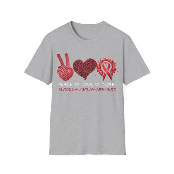 Peace Love Cure Blood Cancer Awareness Month Red Ribbon TShirt