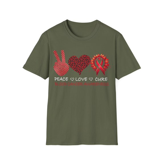 Peace Love Cure Blood Cancer Awareness Month Red Ribbon TShirt