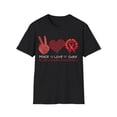 thumbnail image 1 of Peace Love Cure Blood Cancer Awareness Month Red Ribbon TShirt, 1 of 4