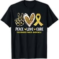 thumbnail image 1 of Peace Love Cure Childhood Cancer Awareness Leopart Heart T-ShirtMen and women, Black T-shirt, size: Extra large, 1 of 4
