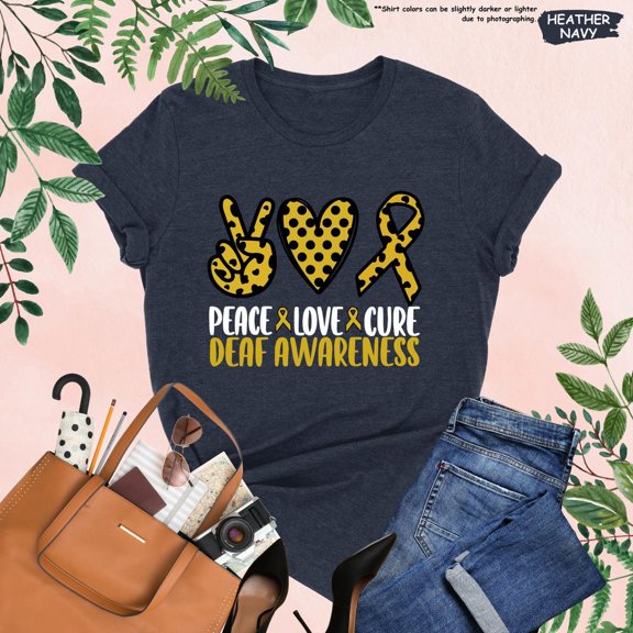 Peace Love Cure Deaf Shirt,Deaf Awareness Shirt,Deaf Support Shirt,Hard Of Hearing Tee,Deaf Community,ASL Shirt,Hearing Loss Shirt,DHH Shirt TSHIRT All Size S-5XL