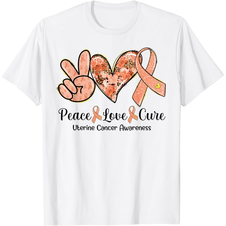 Heart Ribbon Uterine Cancer Awareness T-Shirt Heart Ribbon Uterine Cancer Awareness T-Shirt