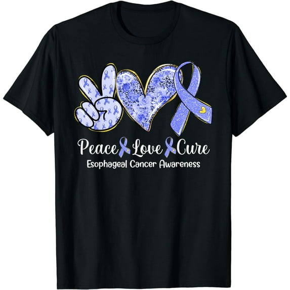 Peace Love Cure Periwinkle Ribbon Esophageal Cancer T-Shirt