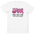 thumbnail image 1 of Peace Love Cure Pink Ribbon Cancer Breast Awareness T-Shirt, in October We Wear Pink Shirt, 1 of 5